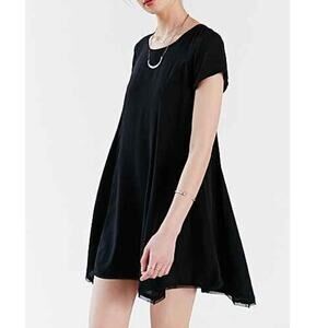 Silence + Noise Shirt Dress S Black Rayon Modern Witchy Soft Grunge Whimsygoth
